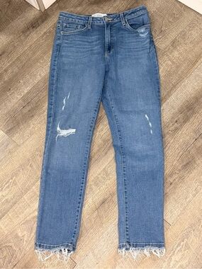 Just Black Mid Rise Distressed Ankle Jeans